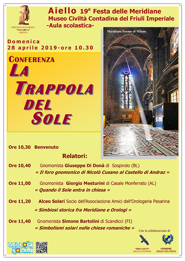Conferenza "La trappola del Sole" nel contesto della Festa delle Meridiane 2019 ad Aiello del Friuli
