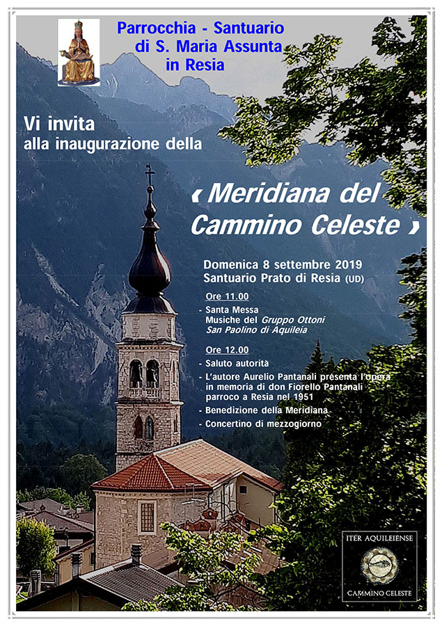 Iniziativa del 8 settembre 2019: inaugurazione della meridiana del Cammino Celeste a Resia