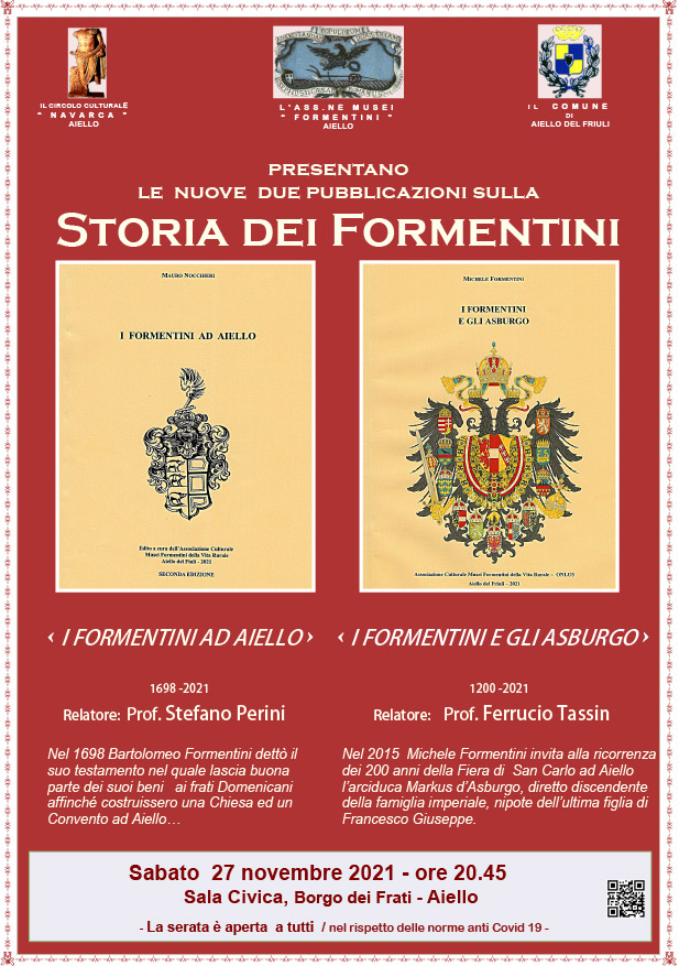 Iniziativa del 27 novembre 2021: presentazione di due pubblicazioni sulla storia dei Formentini
