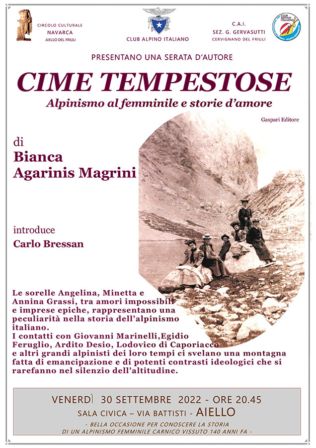 Iniziativa del 30 settembre: serata d'autore "Cime tempestose: alpinismo al femminile e storie d'amore"