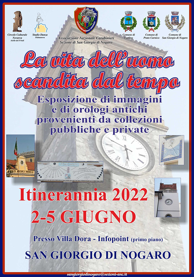 Iniziativa del 2-5 giugno: mostra di immagini e antichi orologi dal titolo "La vita dell'uomo scandita dal tempo"