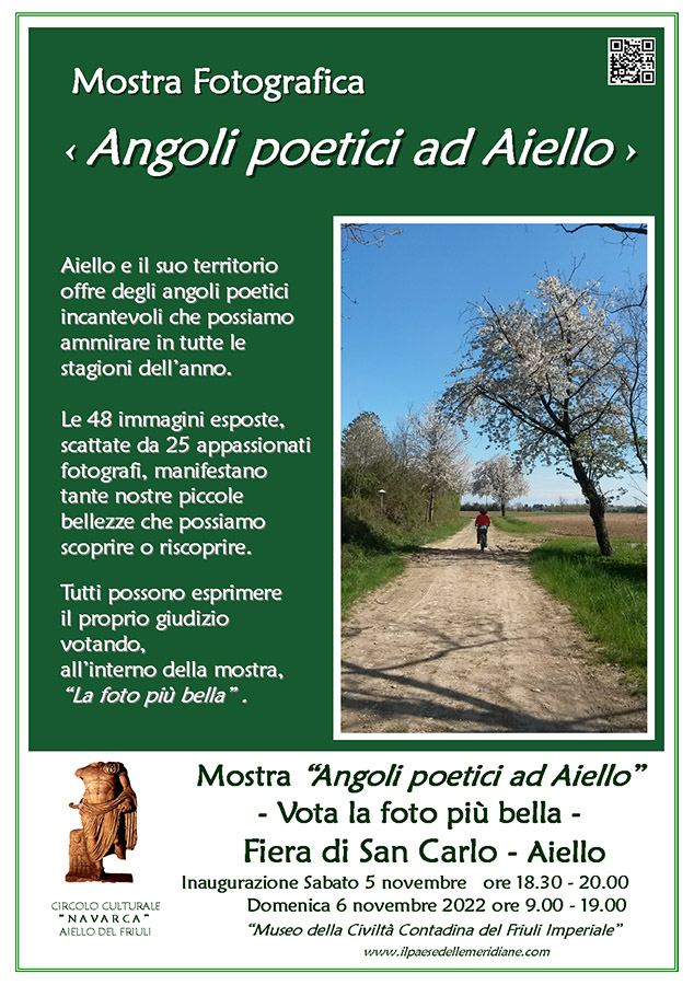 Iniziativa del 5/6 novembre 2022: mostra fotografica "Angoli poetici ad Aiello" nel contesto della 207esima Fiera di San Carlo ad Aiello