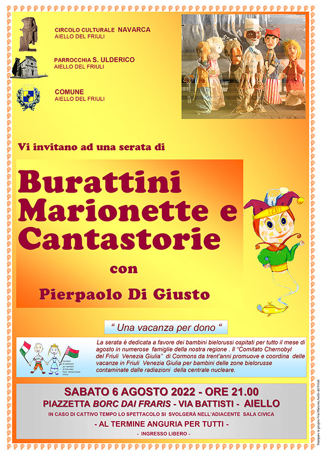 Iniziativa del 6 agosto: burattini, marionette e cantastorie con Pierpaolo Di Giusto