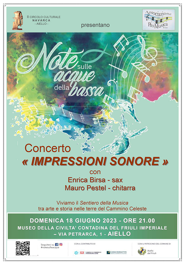 Iniziativa del 18 giugno 2023: concerto "Impressioni sonore" con Enrica Birsa al sax e Mauro Pestel alla chitarra
