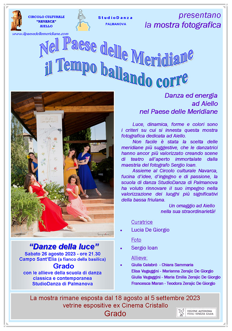 Iniziativa dal 18 agosto al 5 settembre 2023: mostra fotografica "Danze della luce" con le allieve StudioDanza di Palmanova e il fotografo Sergio Ioan