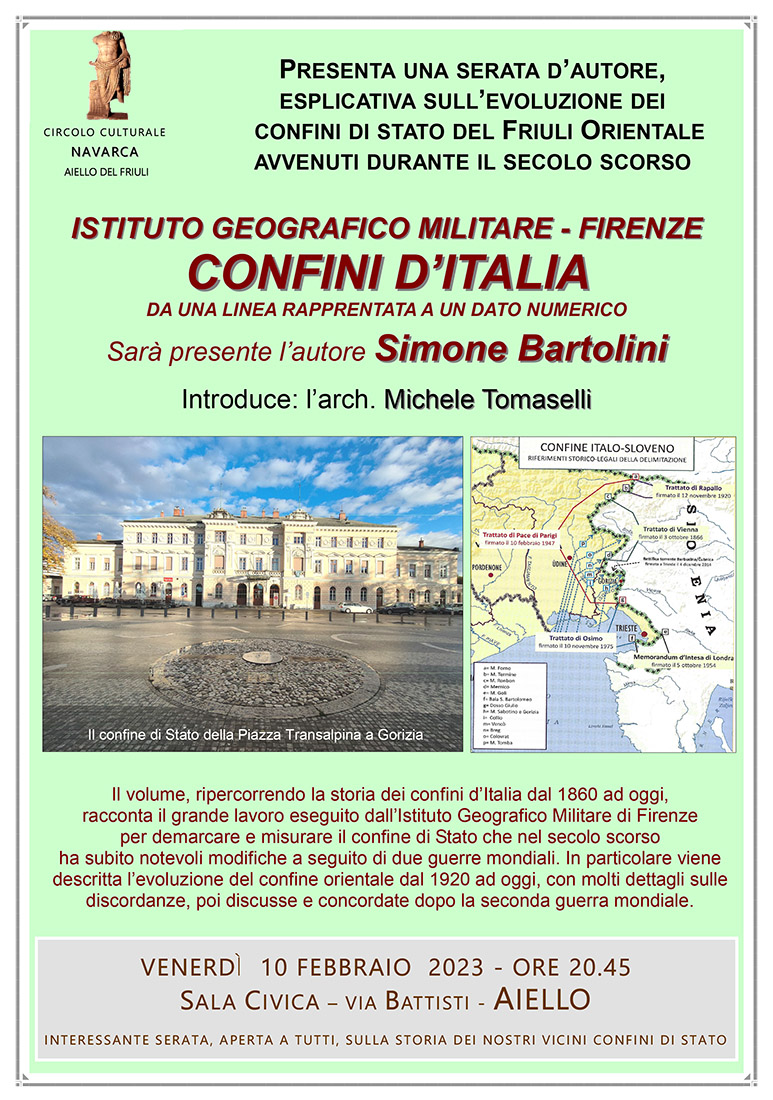 Iniziativa del 10 febbraio: presentazione del libro "Confini d'Italia" con l'autore Simone Bartolini
