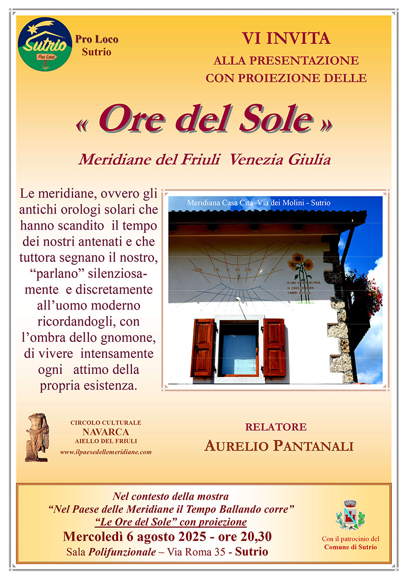 Iniziativa del 6 agosto 2025: conferenza "Ore del Sole" con Aurelio Pantanali