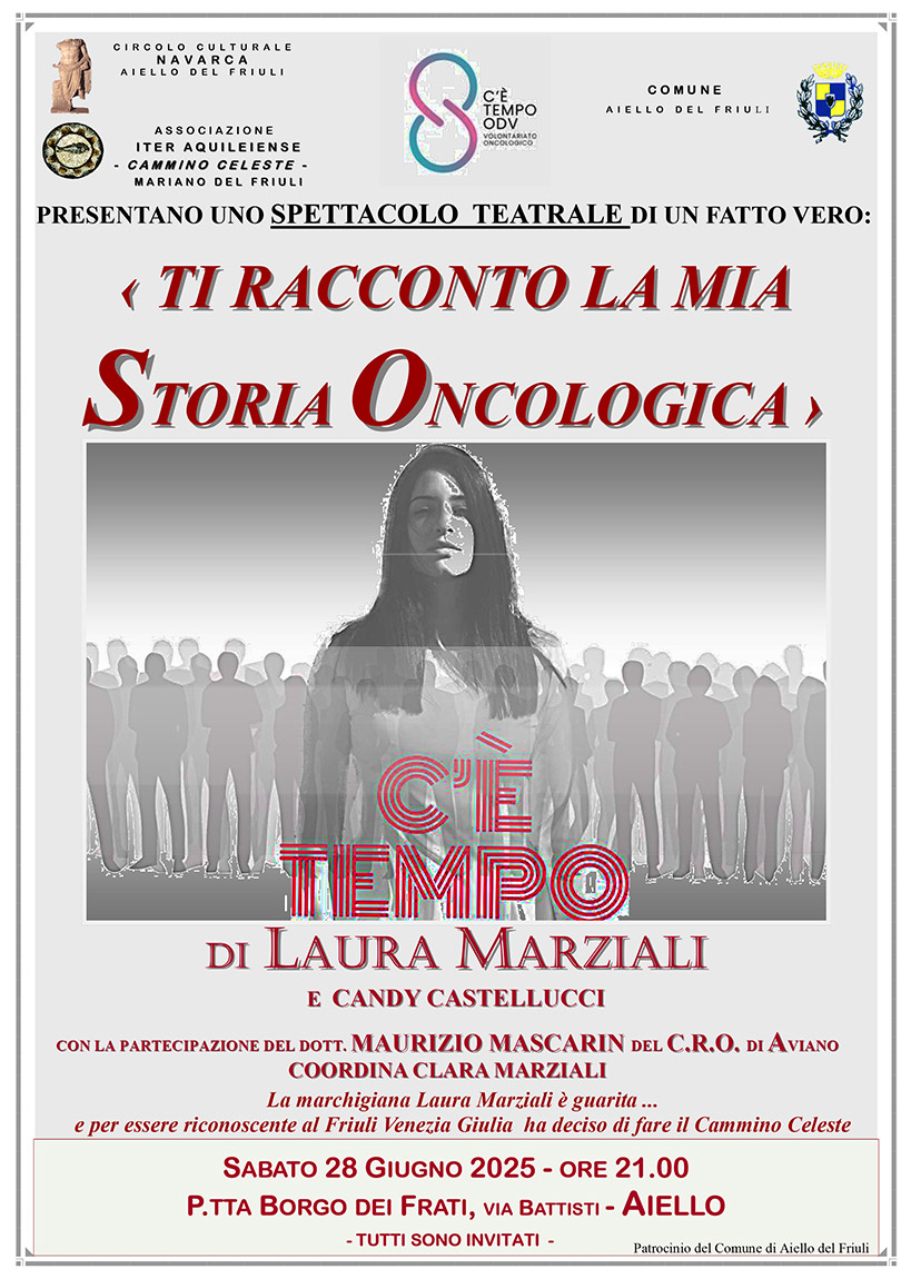 Iniziativa del 19 luglio 2025: spettacolo teatrale "Ti racconto la mia storia Oncologica" di Laura Marziali