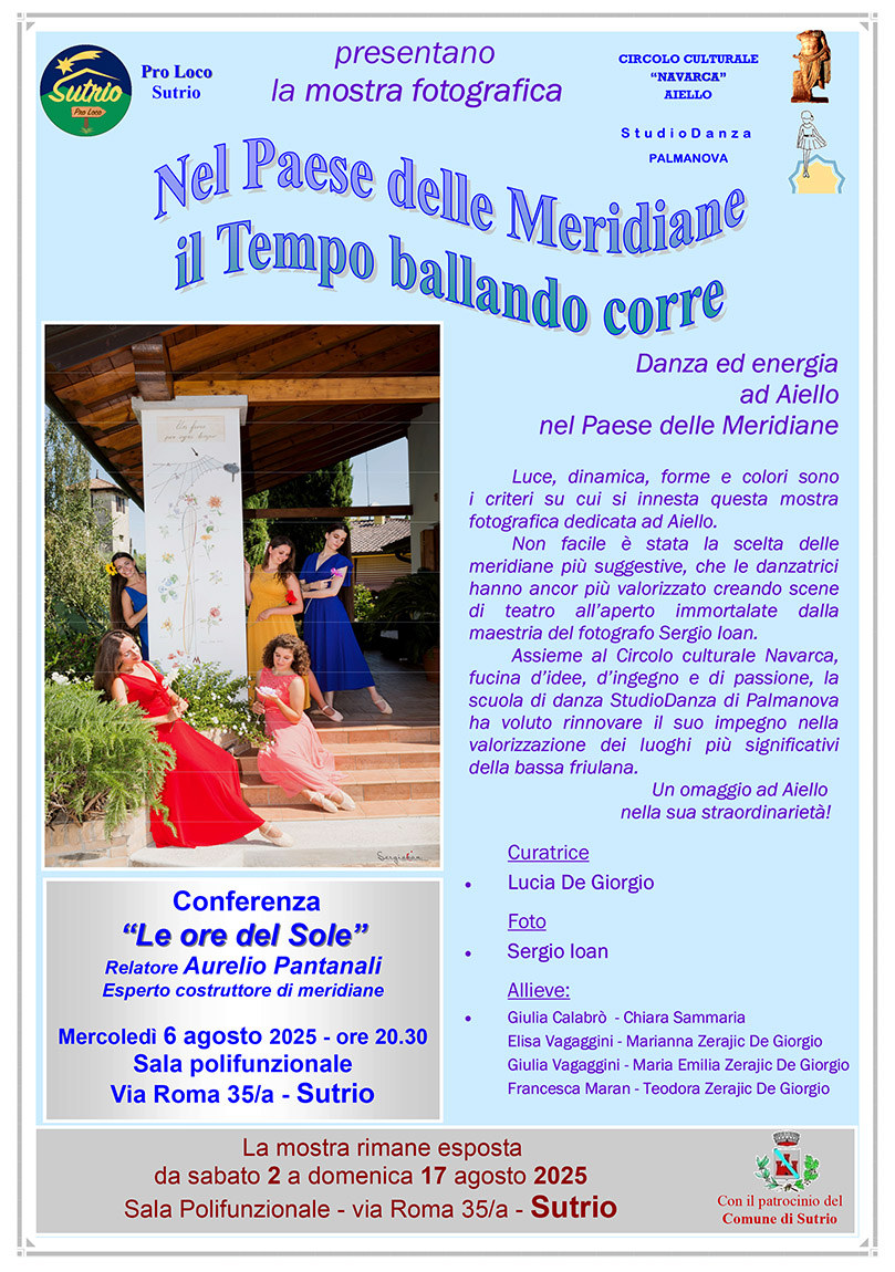 Iniziativa dal 2 al 17 luglio 2025: mostra fotografica "Nel paese delle meridiane il tempo ballando corre"