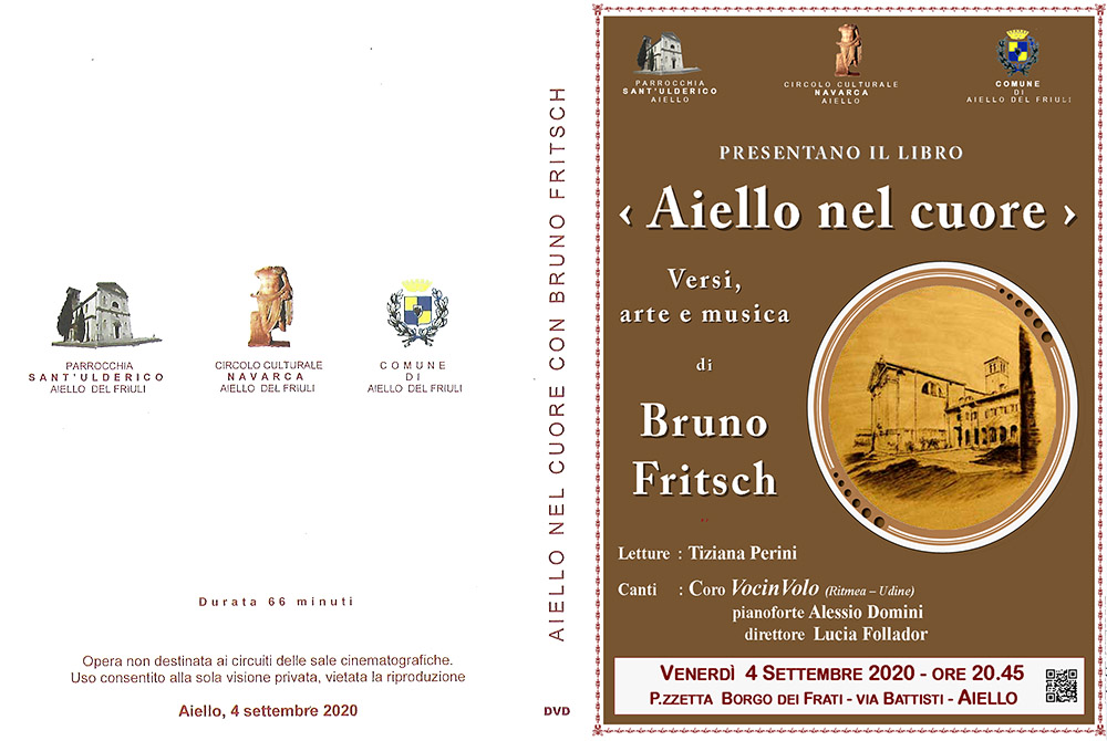 Opere del Circolo Navarca: copertina del DVD "Aiello nel cuore: versi, arte e musica di Bruno Fritsch"