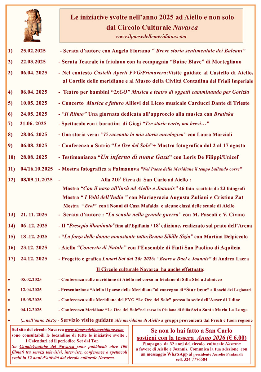 Riepilogo attivit� del Circolo Navarca nell'anno 2025