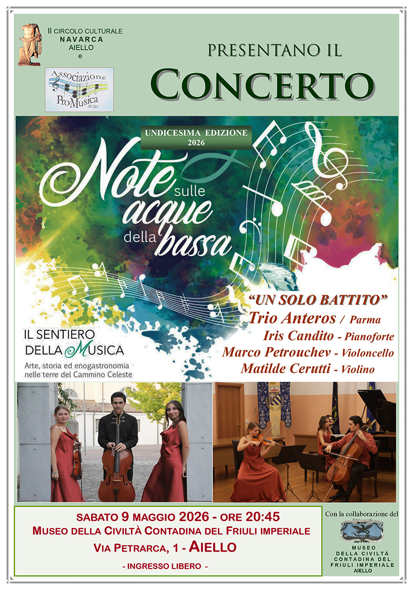 Iniziativa dell'9 maggio: concerto note sulle acque della bassa ad Aiello