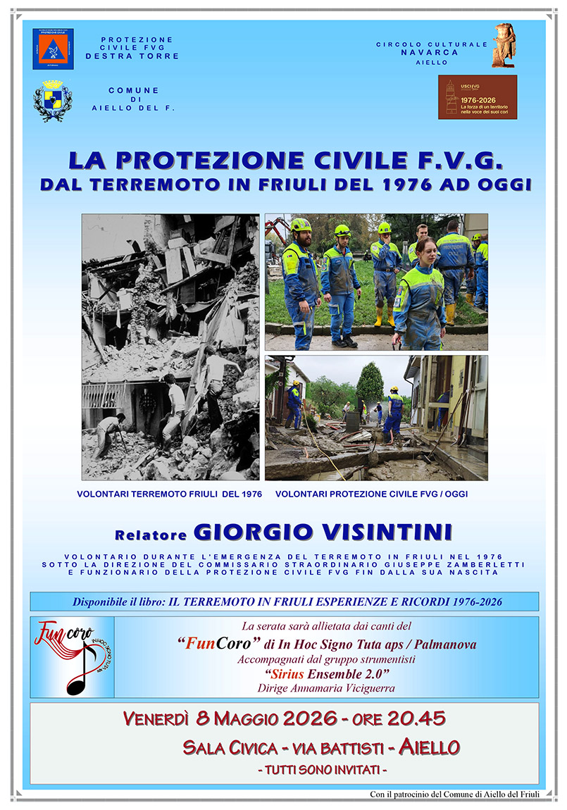 Iniziativa dell'8 maggio: la protezione civile F.V.G. dal terremoto in Friuli del 1976 ad oggi