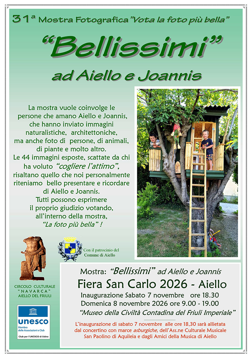 Iniziativa del 7-8 novembre: mostra fotografica "Bellissimi ad Aiello e Joannis"