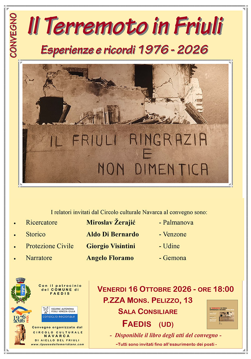 Iniziativa del 16 ottobre: esperienze e ricordi del terremoto in Friuli 1976 - 2026