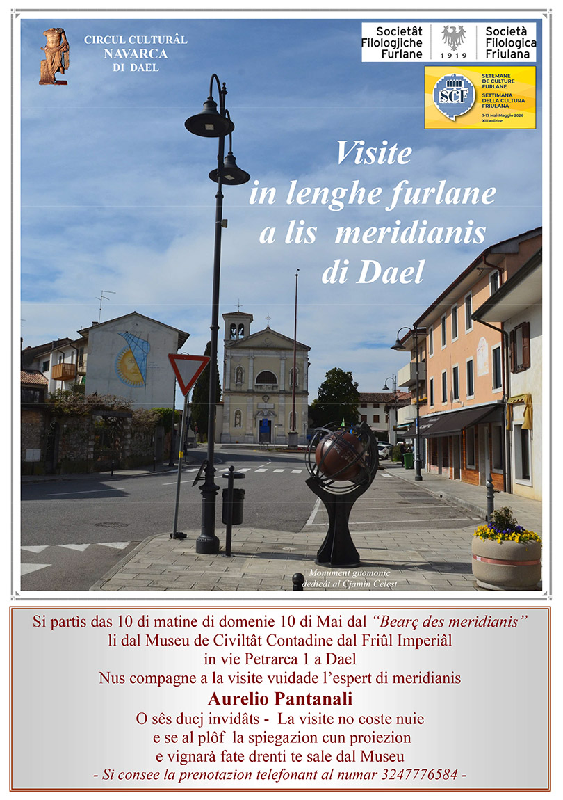 Iniziativa dell'10 maggio: visita alle meridiane di aiello in lingua friulana